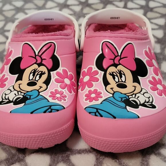 Crocs Classic Lined Disney Minnie Mouse Clog Pink Shoes Size Junior Youth 2 - Picture 11 of 13